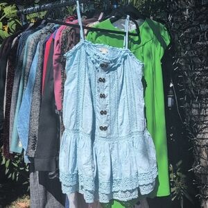 Light Blue Eyelet Button Front Sundress